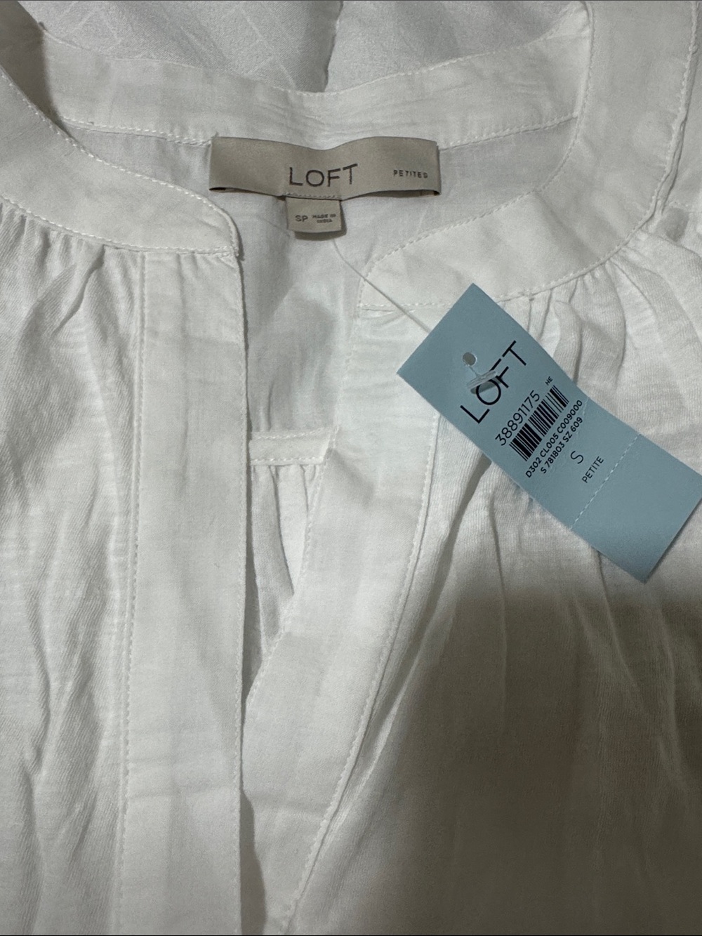 LOFT White Pleated V-Neck Blouse